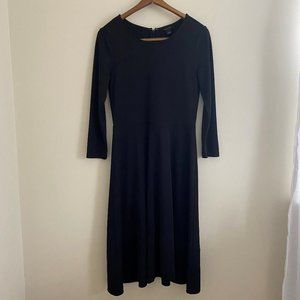 Ann Taylor Long Sleeve Black Stretch and Flare Dress Size 4